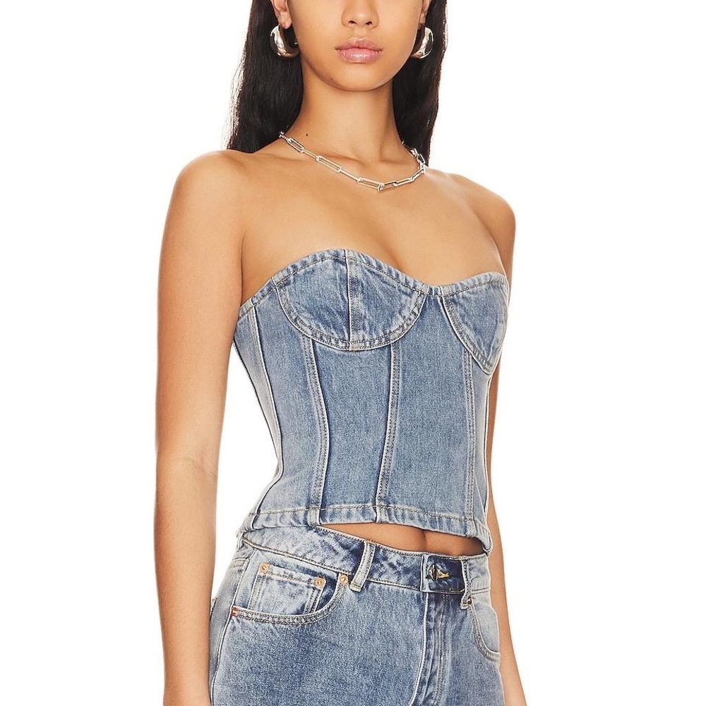 RONNY KOBO “SASHA” DENIM CORSET, SZ L - Picture 7 of 11